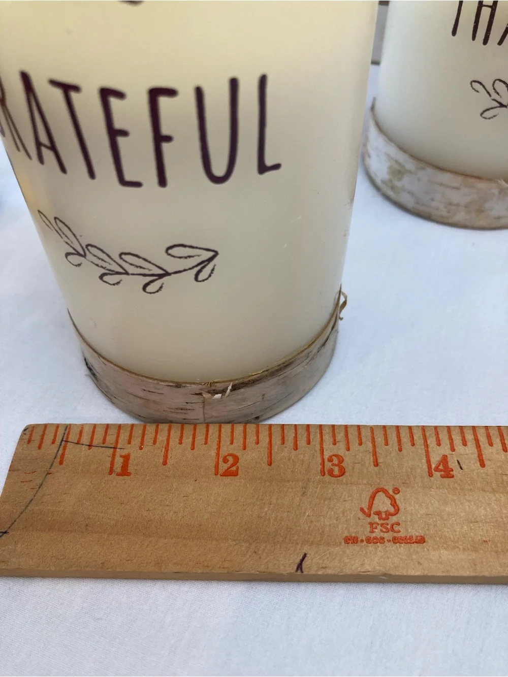 Apothecary & Co. Cream LED Candle Set - Grateful Thankful Blessed in box.